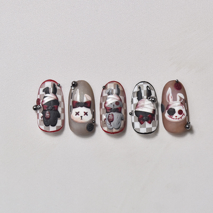Dark Bunny Embossed – Gothic Punk Nail Art Set