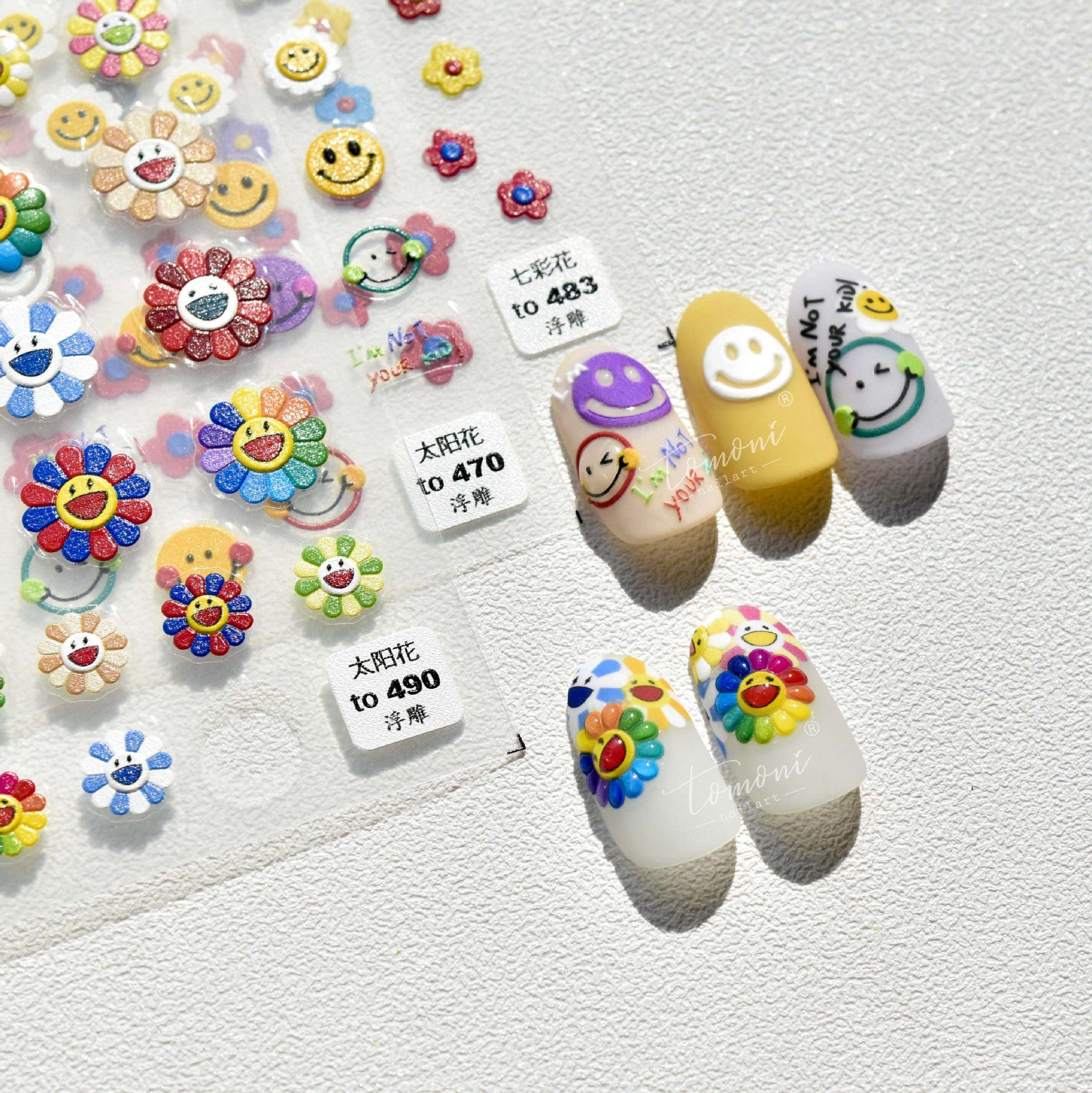 365nails: "Colorful Smiley & Daisy" – nail art stickers