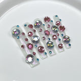 Unhas longas estilo supr water pip aurora AB magic glass bads handmad press-on longas ｜365nails