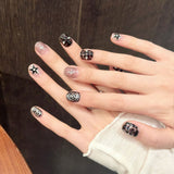 Edgy Black Swirl Star Silver Chrome Short Press-On Nails