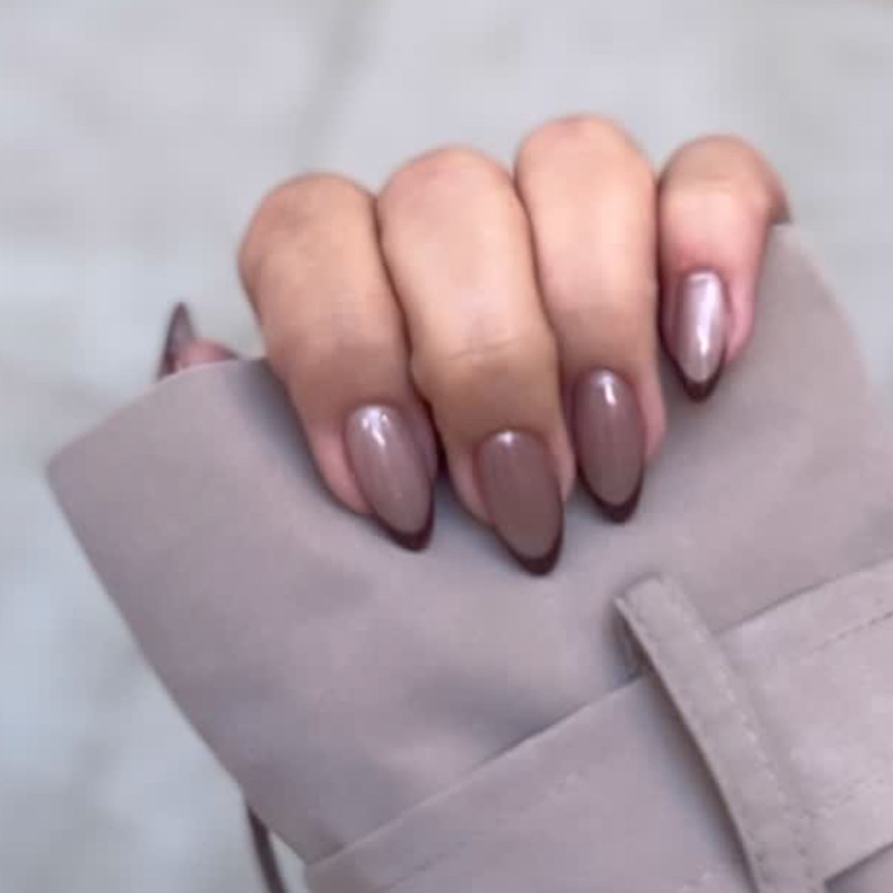 Cat eye flash wearable french red manicure nail pieces medium short almond nails