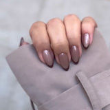 Cat eye flash wearable french red manicure nail pieces medium short almond nails