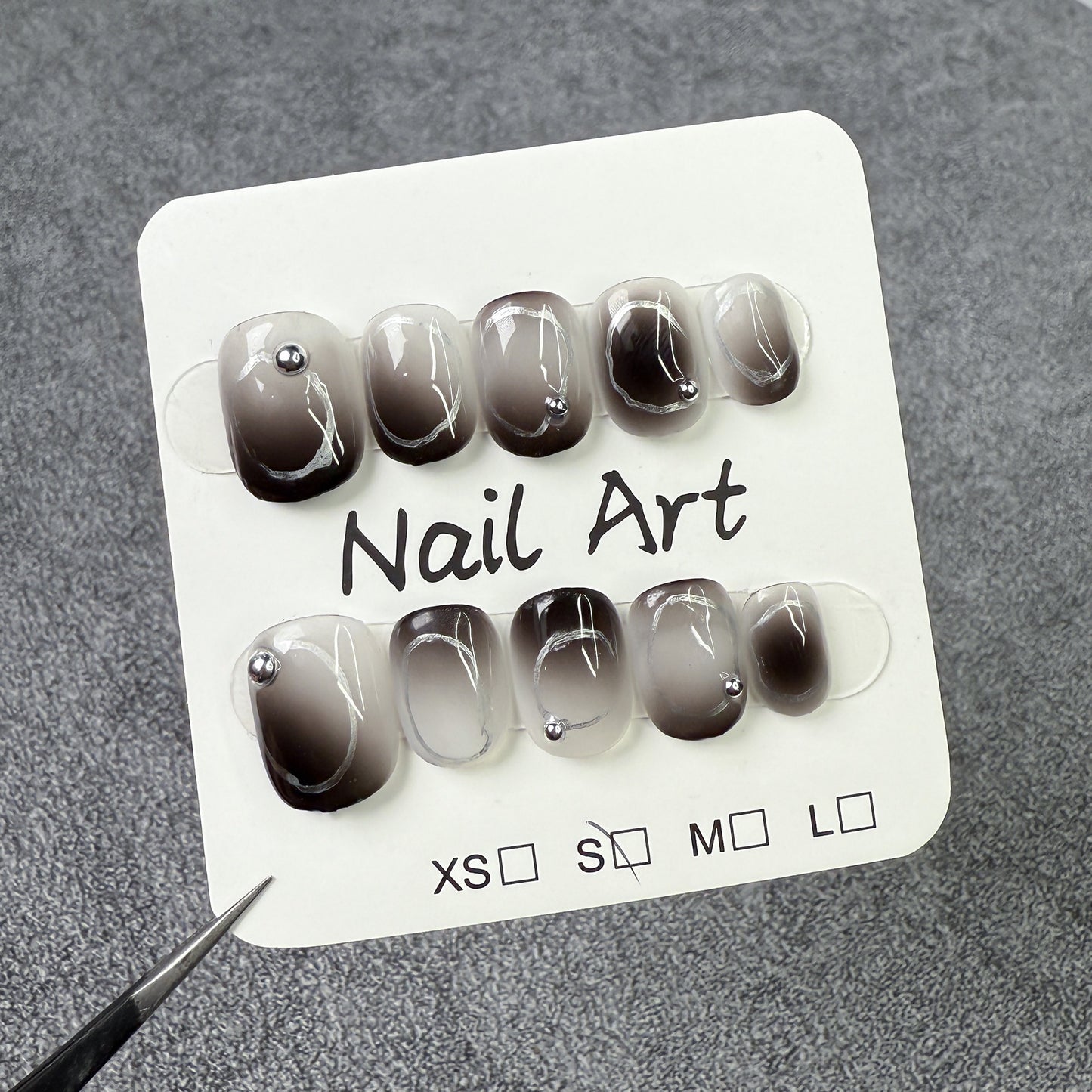 Handmade press on nails short ice through the gradual change nail patch press-on nails pure hand fake nails｜365nails