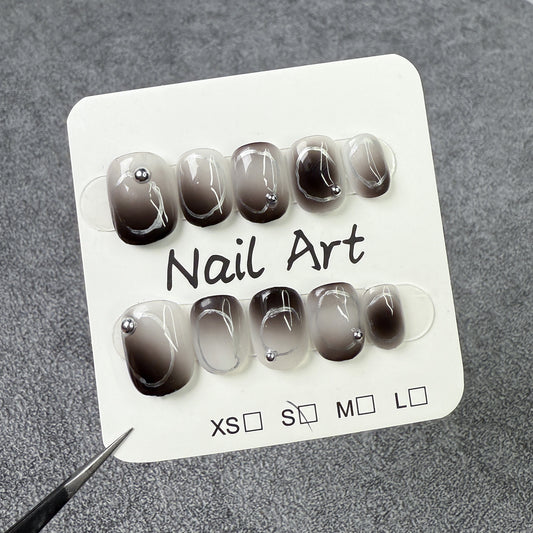 Handmade press on nails short ice through the gradual change nail patch press-on nails pure hand fake nails｜365nails