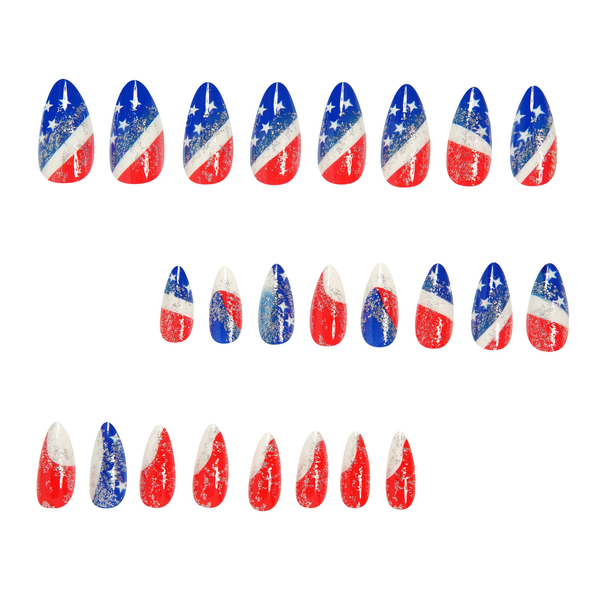 365nails: 독립기념일 반짝이는 별빛 그라데이션 프레스온 네일