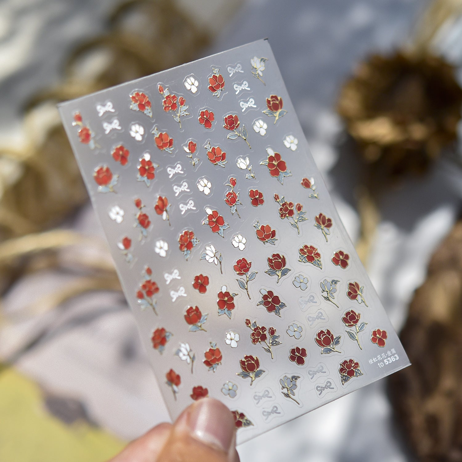 365nails: "Metallic Red Rose" – nail art stickers