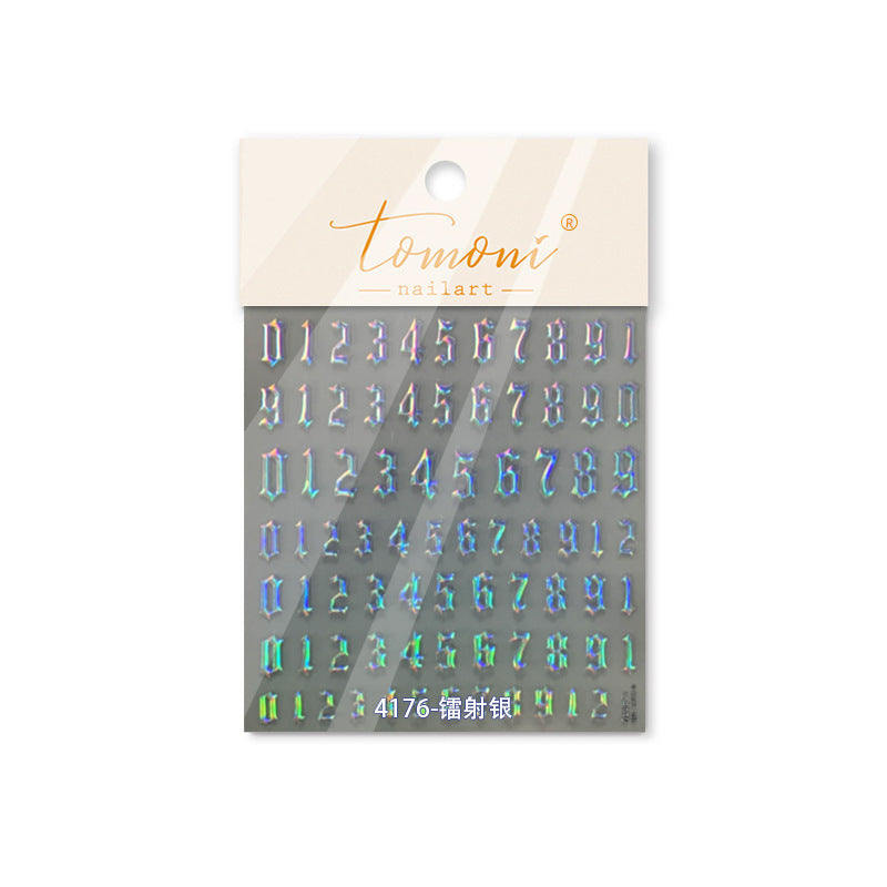 365nails: 「全息哥德老英文字體數字」 – 美甲貼紙