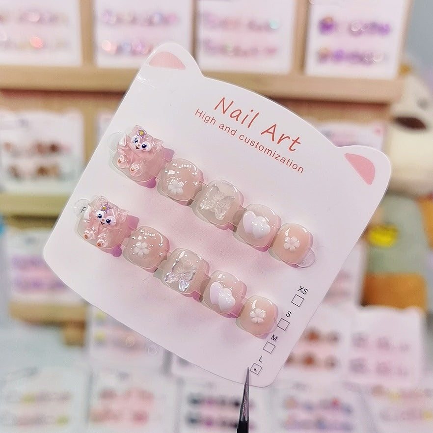 Linna Bell Cute Kids Press On Nails with Soft Glitter