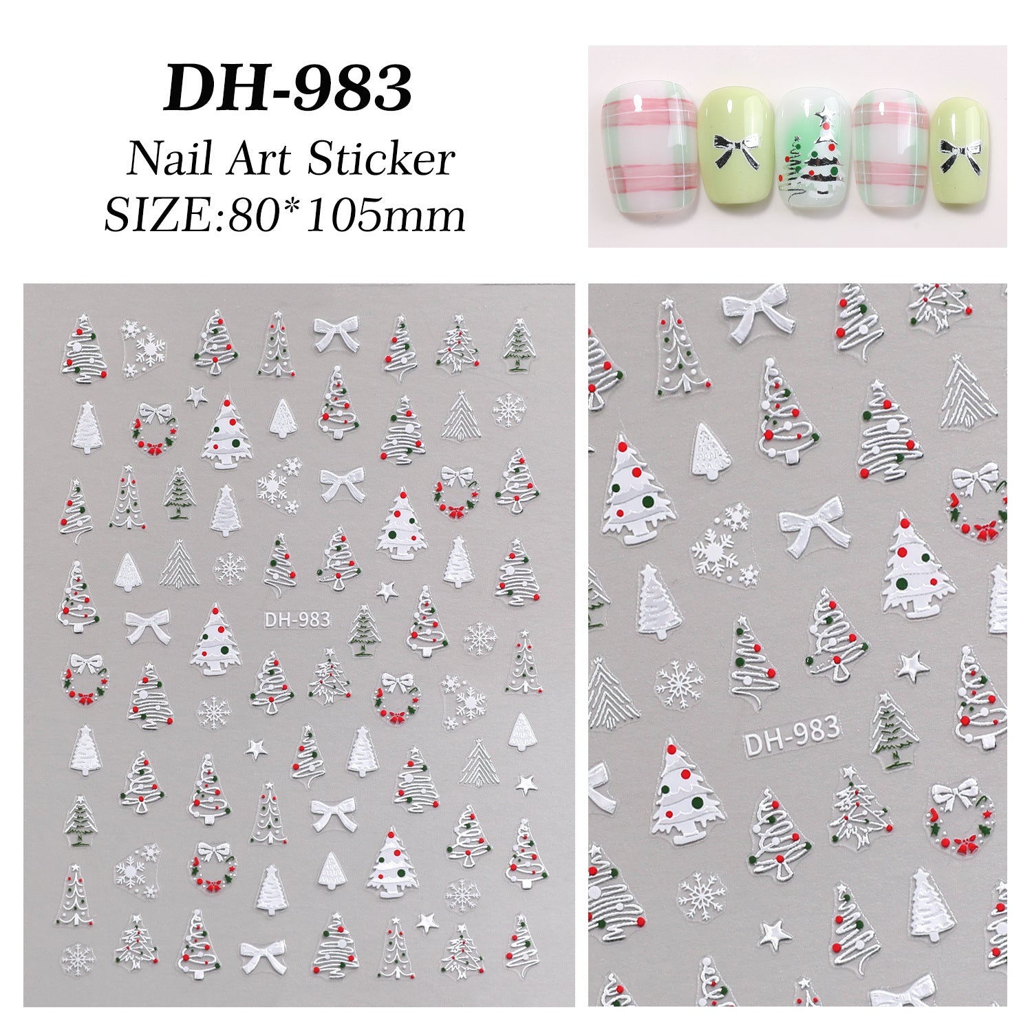 聖誕系列美甲貼 平面貼條式 雪人與麋鹿 美甲貼飾 DH