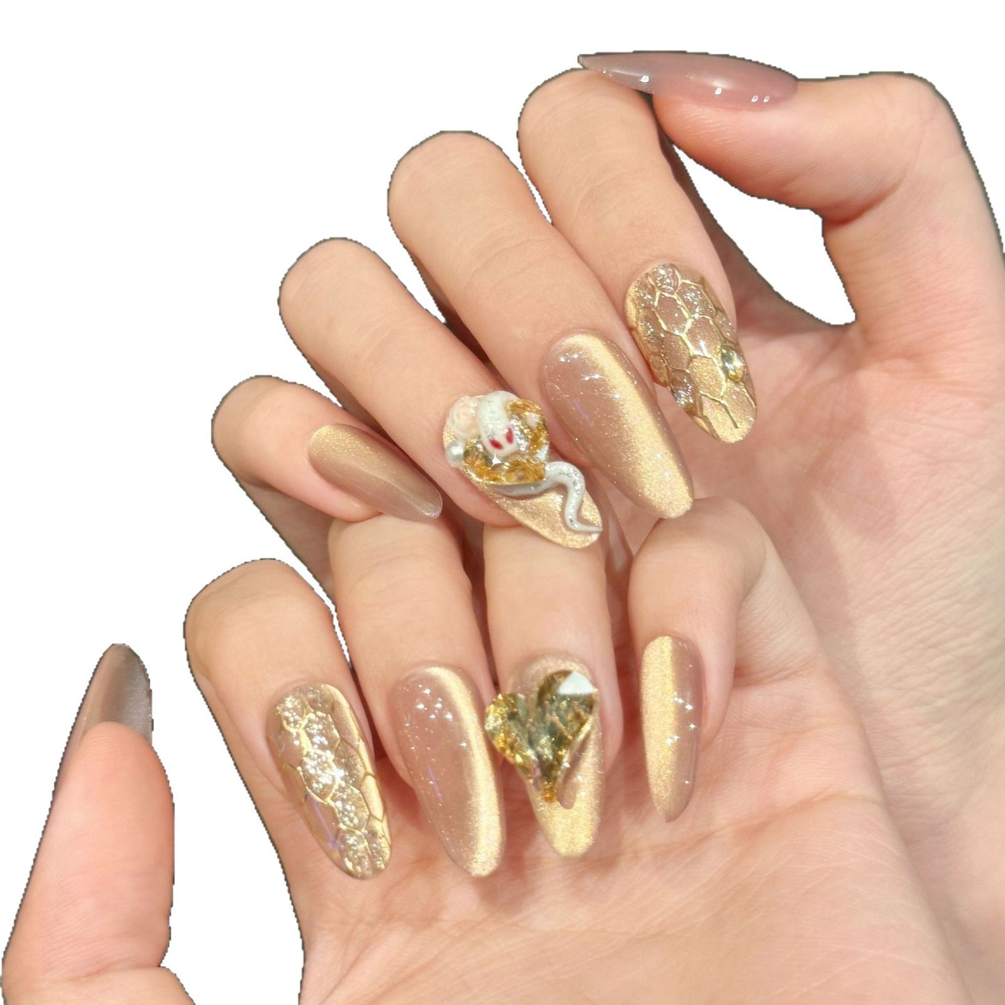 Smart Secret Realm Spring and Summer Ice Penetrating Pink cat eye False Nails Pure Hand s | 365nails