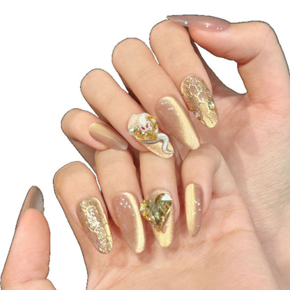Smart Secret Realm Spring and Summer Ice Penetrating Pink cat eye False Nails Pure Hand s | 365nails