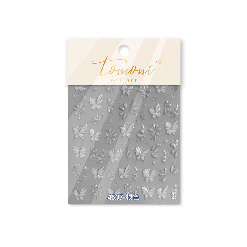 365nails: "Feuille d'or papillon et fleur dessin au trait" – Autocollants pour ongles