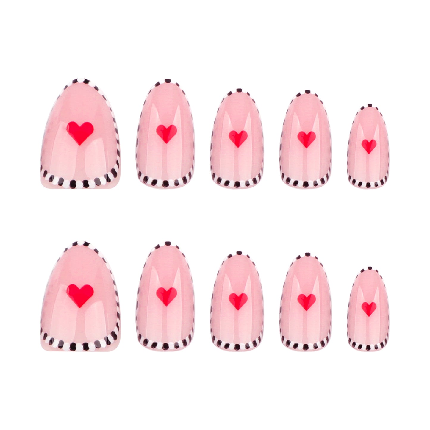 Black and white striped short wear nail simple love Valentine's Day nail art fake nails almond fake nails nail piece｜365nails