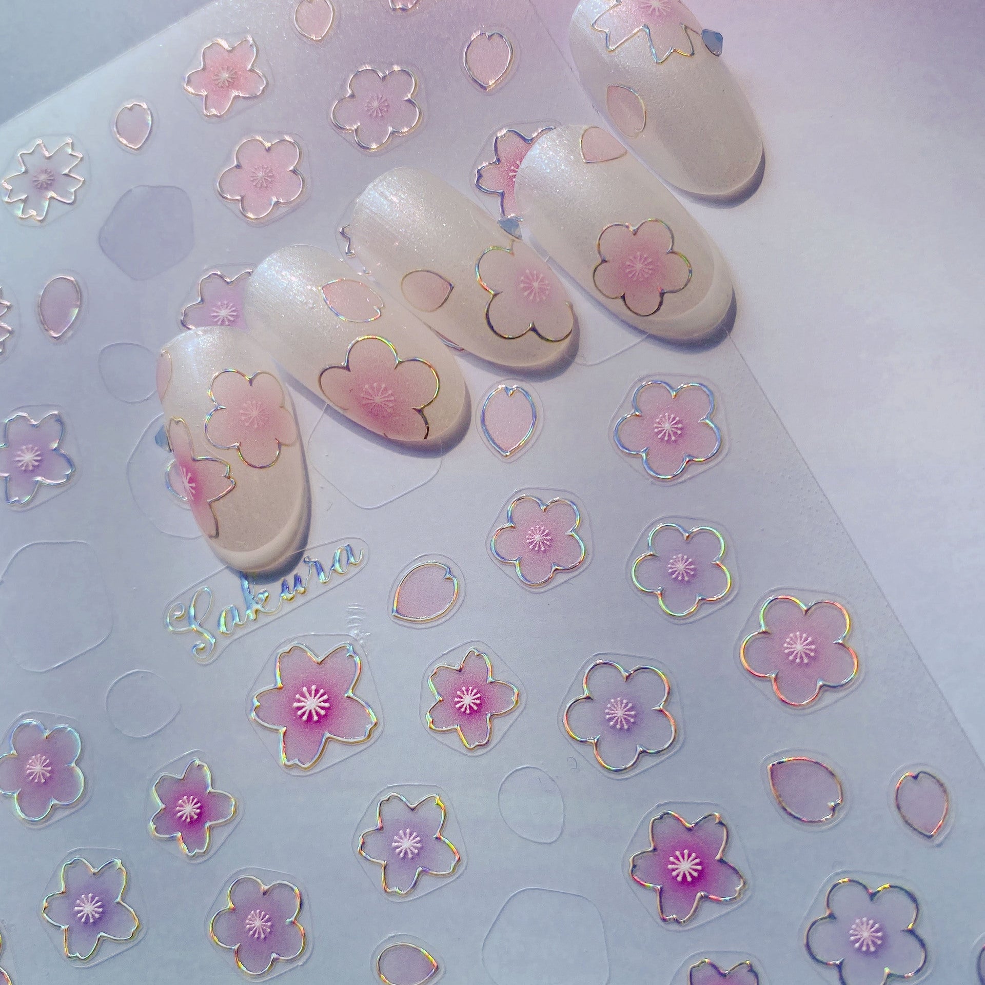 365nails: "Holographic Sakura Cherry Blossom" – Nail Art Stickers