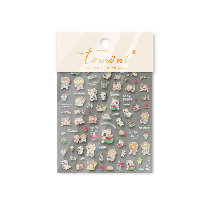 365nails: "Summer Cat Snack Embossed Set" – Nail Art Stickers