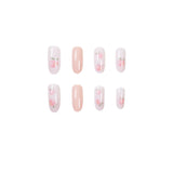 Pó de pêssego suave para clareamento de verão, unhas postiças finalizadas, peça removível para unhas｜365nails