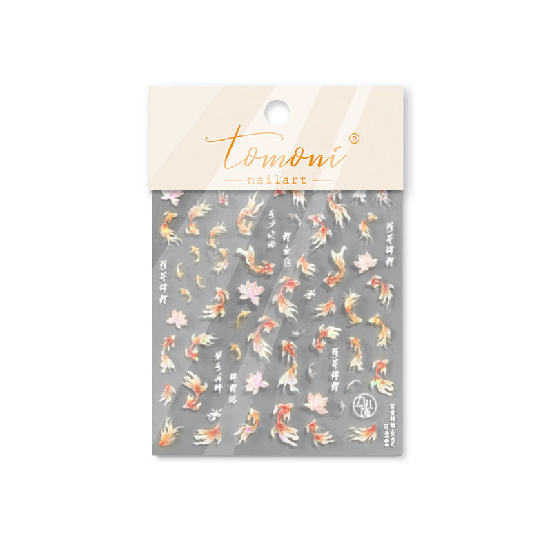 Goldfish Lotus Shell Light – Oriental Koi Nail Art Stickers
