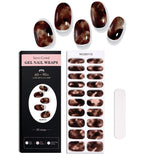 Semi-Cured Gel Nail Strips Silver Foil Leopard Glossy Design (MOQ=3)