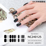 Semi-Cured Gel Nail Strips French Glitter Pink Sparkle Glossy Set (MOQ=3)