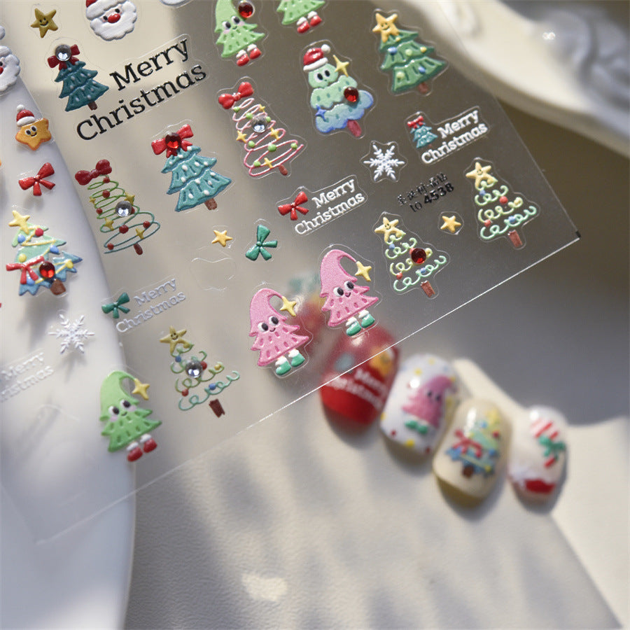 365nails: "Colorful Christmas Tree & Santa" – nail art stickers