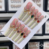 Extra Long 5.5cm Water Pipe Press-On Nails | Handmade Collection | Round Shape