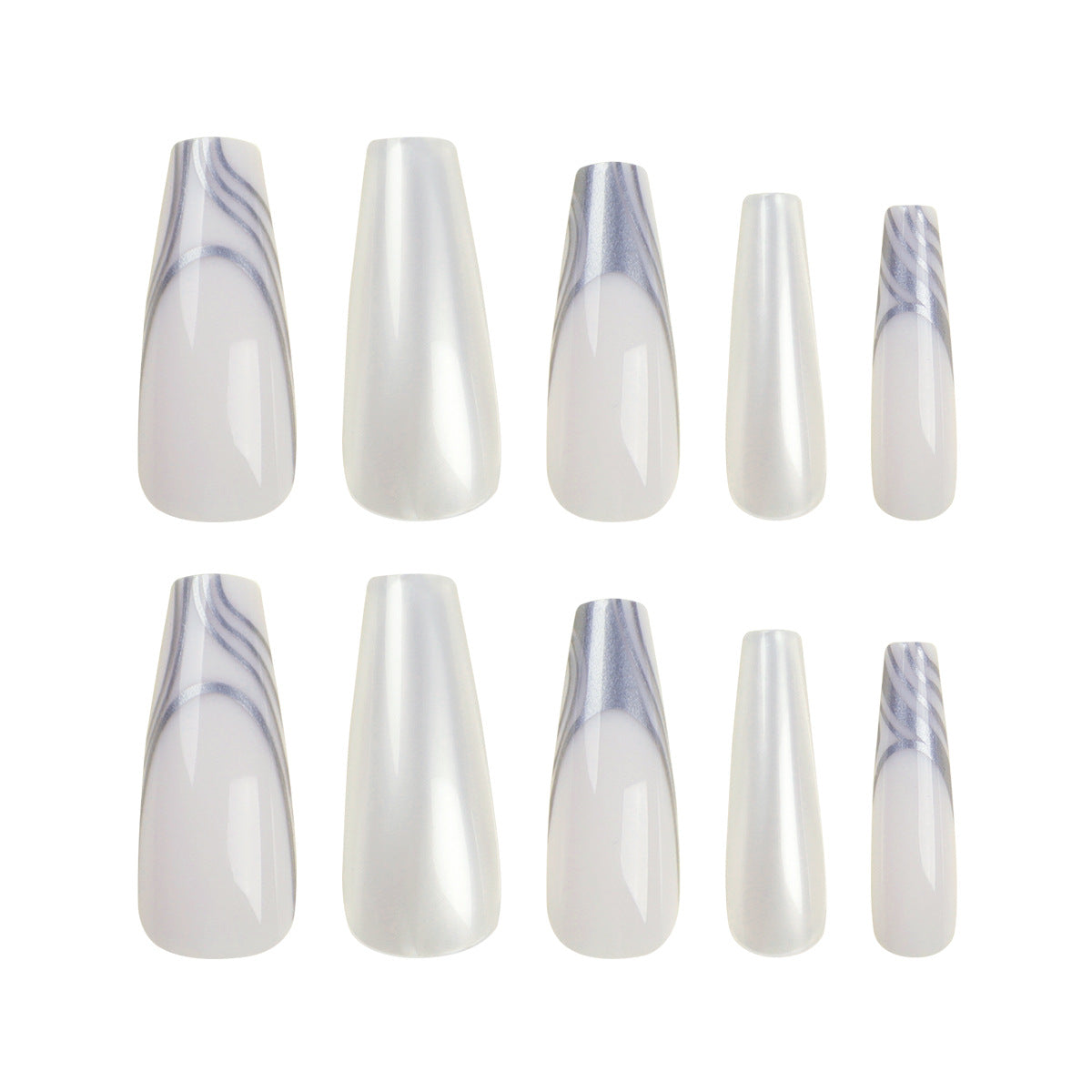 Peças de unha Use peças de unha Arte de unha finalizada Adesivos de unha Peças de arte de unha de balé longas Unhas postiças｜365nails