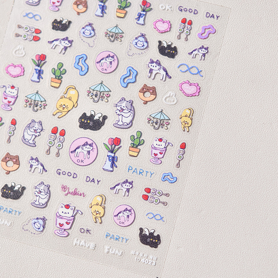 365nails: "Playful Cat Party" – nail art stickers