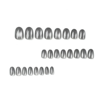 Nail art patch  cat eye nail piece gray   short fake nail summer｜365nails