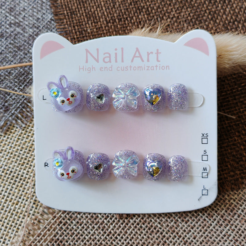 365nails: "dreamy stellalou" – short round handmade kids press-on nails