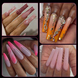 Nail Tips semi-full sticker, light sticker, extended water pipe nail 240 pieces XXXL thin dog transparent manicure patch fake nail