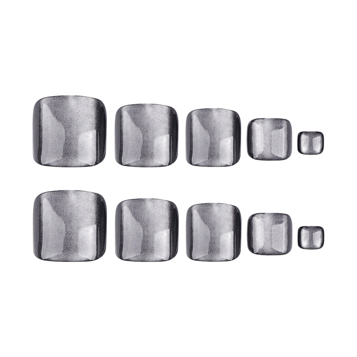 Foot manicure  black solid color cat eye foot nail  explosion  press on nails｜365nails