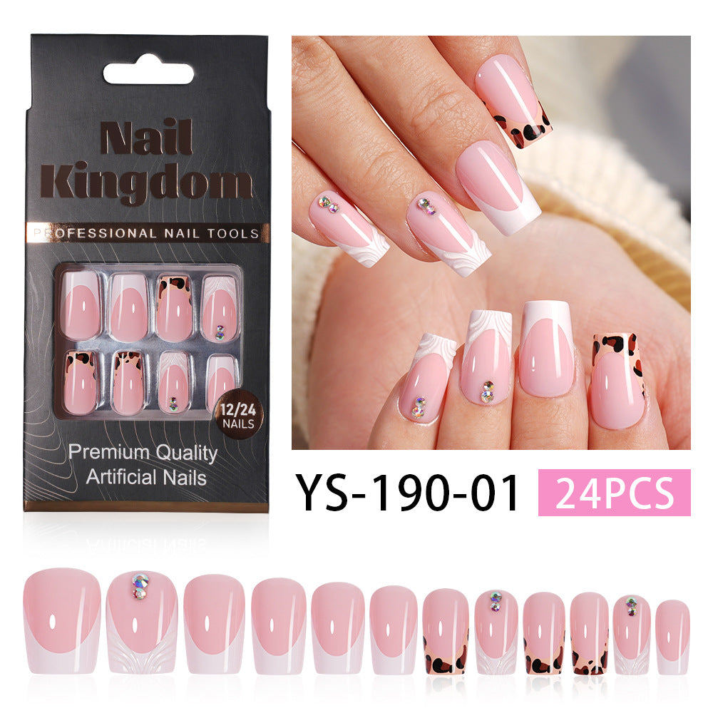 Orange French Floral Crystal Press On Nails (MOQ=3)