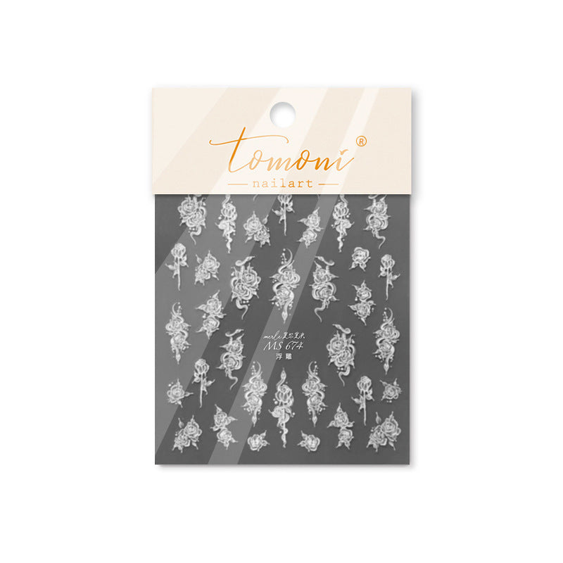 365nails: "Embossed Silver Rose" – nail art stickers