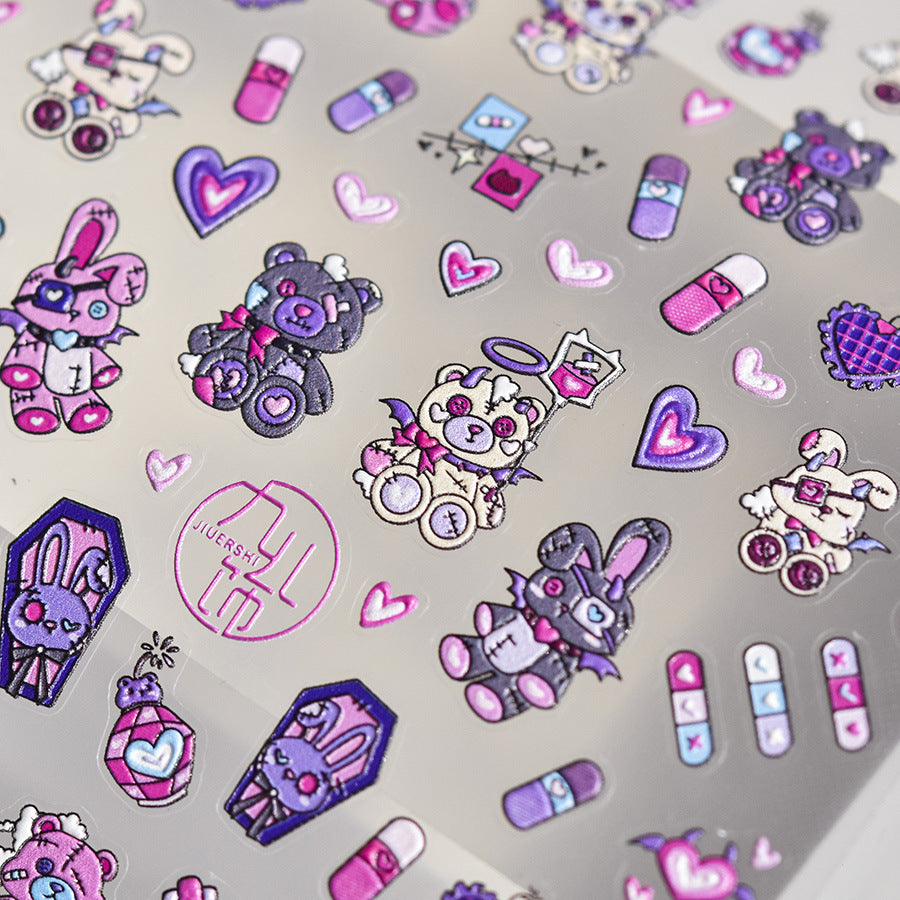 Dark Kawaii Plushies – Y2K Nail Art Set