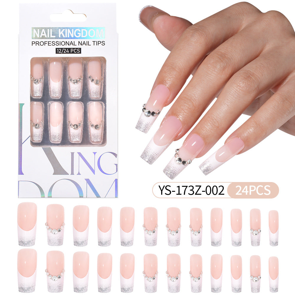 Press on nails fake nail patch extension nail Spice Girl medium rectangle removable 24 pieces with drill manicure