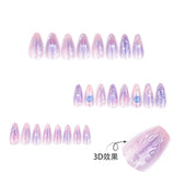 Purple Smudge Dream Wearable Nail Art Starlight Pearl Wearable Nail Patch Short Almond Nail Patch｜365nails