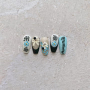 Gothic Old English Font Collection: "Vintage Typography" – 3D Embossed Nail Sticker