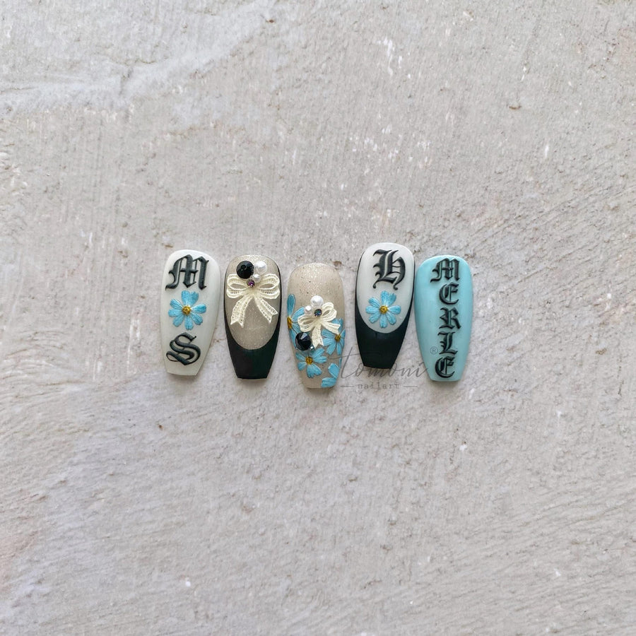 Gothic Old English Font Collection: "Vintage Typography" – 3D Embossed Nail Sticker