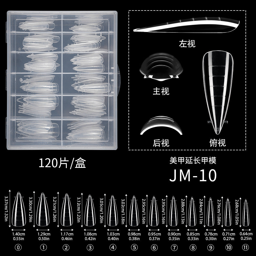 透明水晶延長甲模 附漸變刻度 快速光療甲模 120片盒裝 (MOQ=3)
