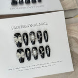 Black Silver Butterfly Gothic Elegant Press On Nails