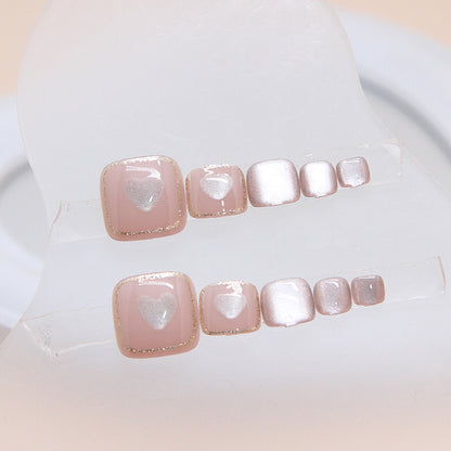 Summer pink cat eye love wearing armor flash fan group sweet girl Press-on toenails fake nails Press-on toenails nail mixed batch nails｜365nails