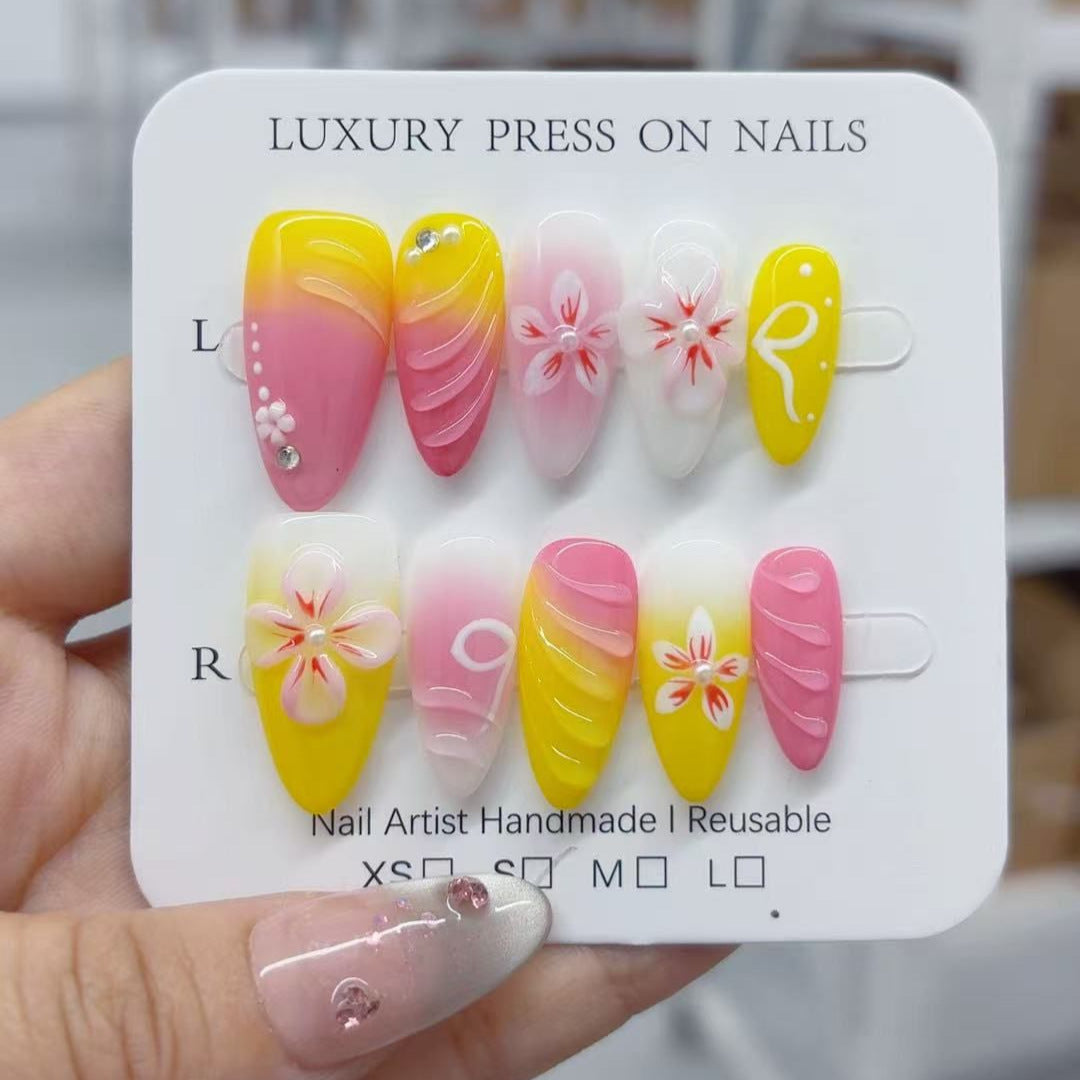 Summer Bloom: "Mango Lily" – Almond Press-Ons