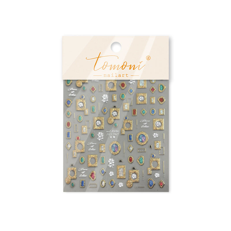 Vintage Gem Frame Collection: "Luxury Gem Frame" – 3D Embossed Nail Sticker