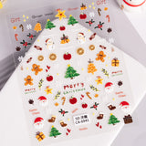 Christmas Themed Nail Art Sticker 5D Embossed Three-dimensional Santa Elk Nail Sticker Ornament CA