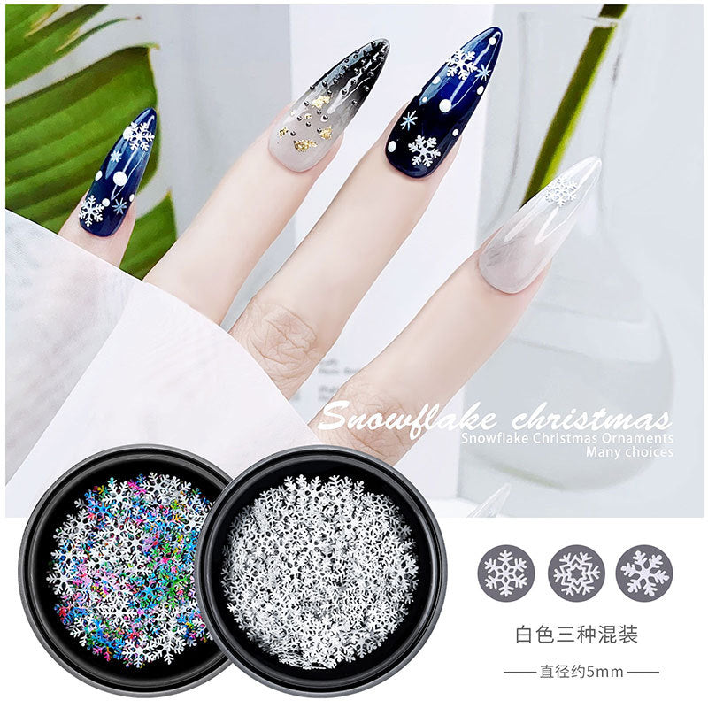 Christmas Snowflake Nail Decoration Sequins for Winter Manicure (MOQ=3)