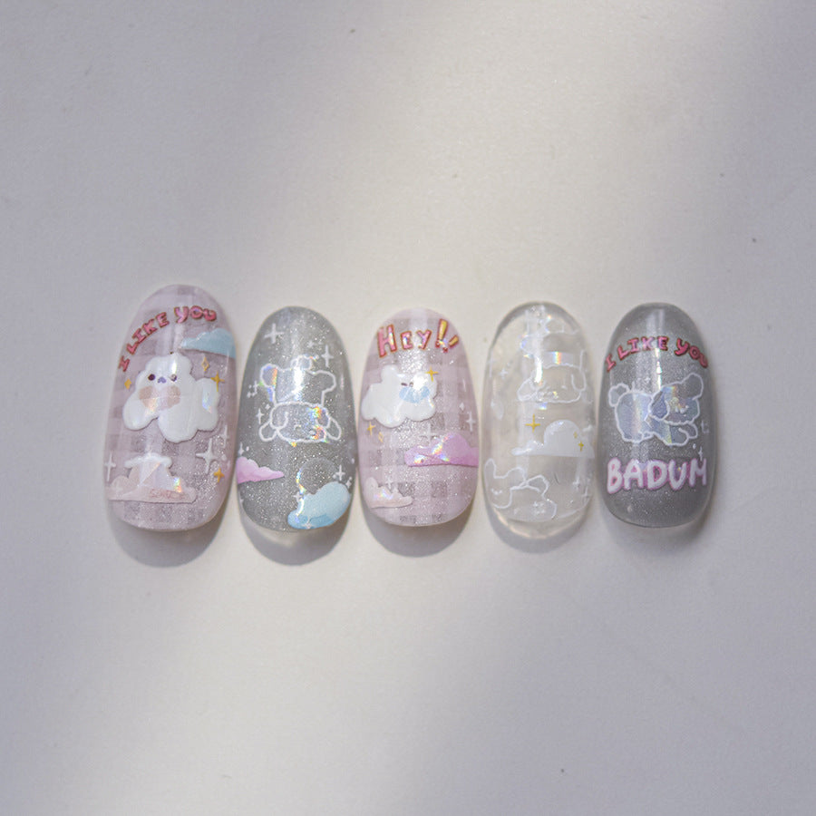 Holographic Cloud & Rainbow: "Dreamy Sky Cloud" – 5D Embossed Nail Sticker