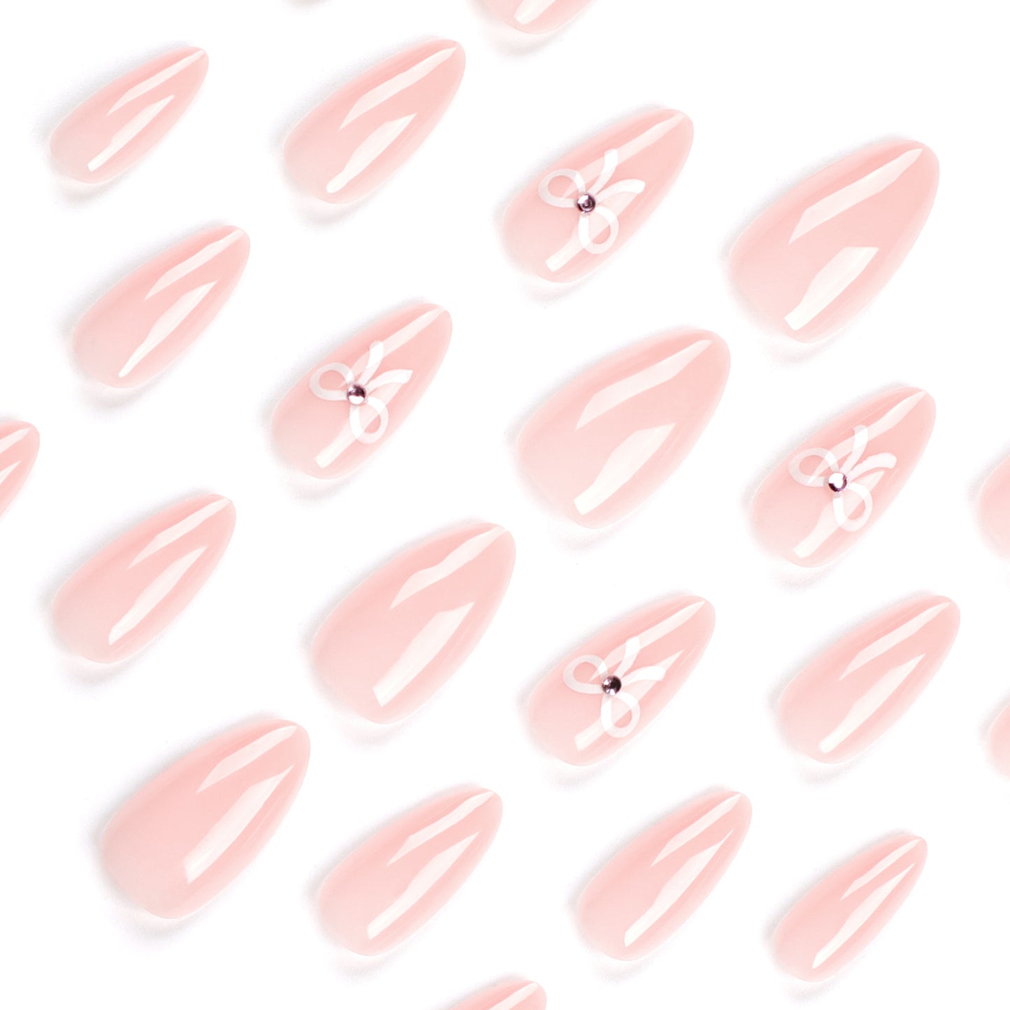 Simple white bow wearing armor short nude ins nail press o n nails wholesale｜365nails