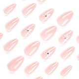 Uñas postizas cortas con lazo blanco y armadura, color piel, venta al por mayor | 365nails