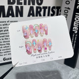 Parche para uñas hecho a mano con diseño de estrella, color moca transparente, para uñas medianas y largas, color morado ruborizado, para usar en uñas 365nails