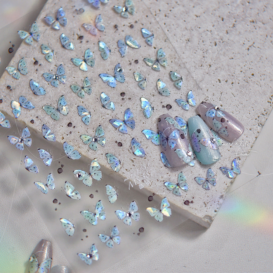 Iridescent Butterfly: "Crystal Flutter" – 5D Crystal Diamond Nail Sticker